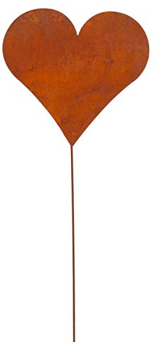 Set di 6 decorazioni da giardino a forma di cuore in ruggine, 80 cm