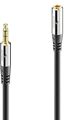 Sonero® premium extensión de cable de audio jack de 3,5 mm, 1,50 m, contactos chapados en oro, negro