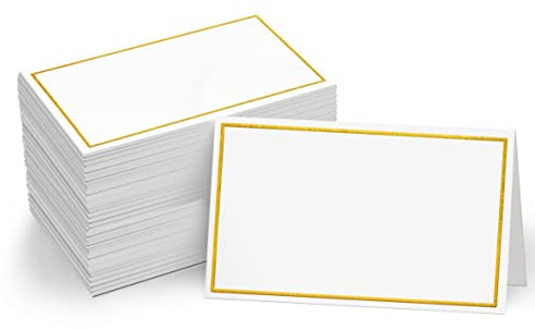 Lot de 110 cartes de tente avec bordure en feuille d'or – Cartes délicates pour mariage, table, dîners, réceptions (chacune mesure 60 x 91 cm)