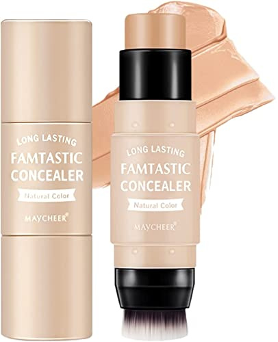Contour Stick Concealer Bronzer Stick Tono único con un solo pincel Base de textura cremosa en barra, se mezcla fácilmente Maquillaje facial y corporal