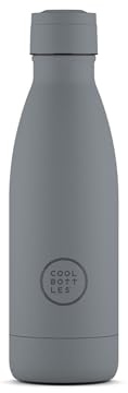Cool Bottles - Botella de Agua de Acero Inoxidable - 350 ml - Pastel Grey - 25,10 x 7 cm - Botella Térmica Hermética - Bebidas frías 36 horas y calientes 18 horas - Triple-Cool Technology - Sin BPA