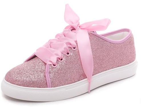 Elivandon 16052 Wedding Shoes Bling Bridal Sneakers Flats Bride Tennis Shoes Shiny Sequin Shoes Sparkly Sneakers