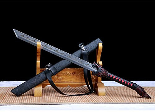 LQSMX sword 32.6 in Broadsword/scharf/Chinesisches Kampfsportmesser Katana Schwert echt Samuraischwert Handgeschmiedeter Manganstahl