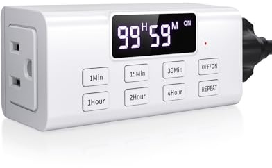 Indoor Countdown Timer Outlet, NEARPOW Auto Shut Off Timers with Large Screen,Customize Countdown,Repeat and Memory Function, Plug In Timers for Electrical Outlet for Charger Lights, 3-Prong 15A/1875W
