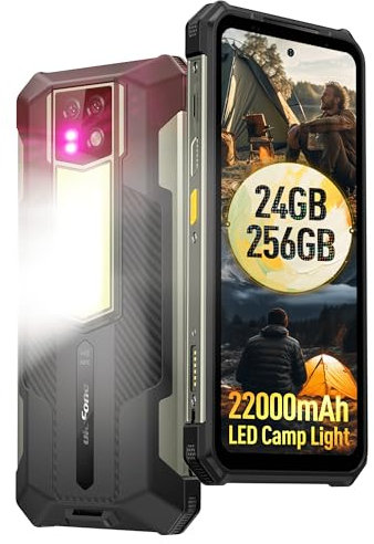 Ulefone Armor 24 Outdoor Handy Android 14, 22000mAh 1000LM Campinglampe 16GB+256GB 6,78 FHD+ 120Hz 64MP+64MP Nachtsicht 4G Dual SIM 5G WIFI/OTG/NFC/GPS/IP69K Baustellenhandy