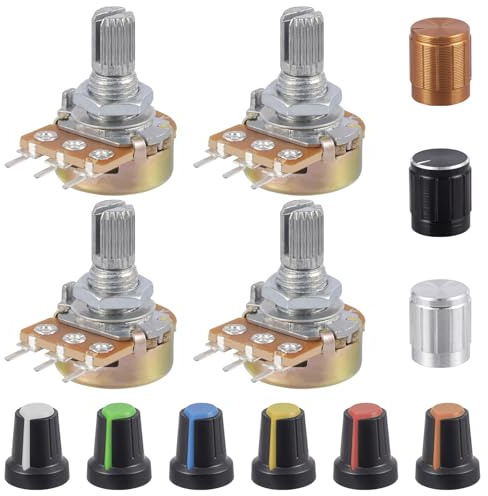 ALLECIN 20 stycken 500 ohm enkel linjär roterande potentiometer WH148 B500R enkel linjär kon roterande potentiometrar 3 terminaler med vred