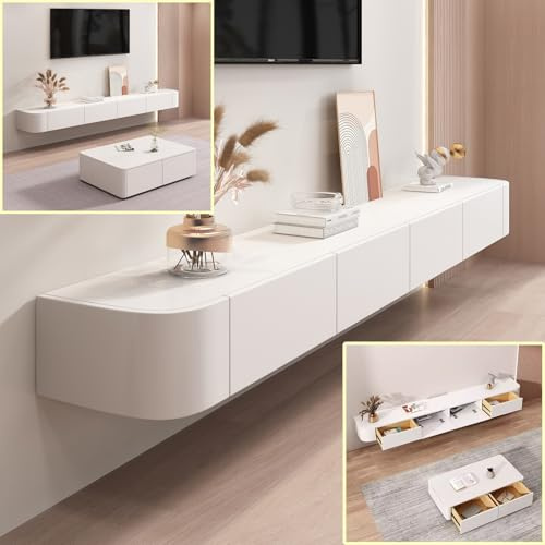 XDXINY Armario colgante de TV de madera maciza, para sala de estar, hogar, mesa de centro, mueble de TV, 140, 160, 180, 200, 220, 240 cm, varias tallas disponibles (blanco/marrón, 180 x 20 x 24 cm)