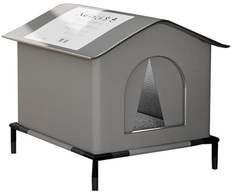 Erhöhtes Haustierhaus, streunendes Katzenzelt, großes Katzenzelt, wasserdicht, wetterfest, Feralkatzenhöhle, isoliertes Katzenhaus, warmes Katzenbett, isoliertes Haustierhaus für Katzen, Hunde