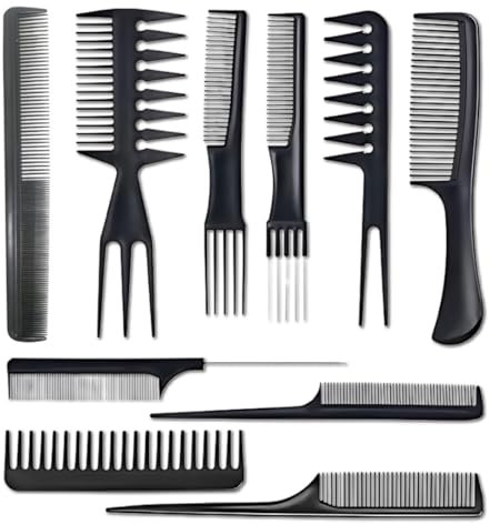 10 Pezzi Spazzola Capelli Kit, Doppio Bordo Pettine, Pettine a Coda Topo, Spazzole e Pettini per Bordi, Capelli in Setola Pettini, Pettine per Stuzzicare, per Casa,pettine per coda capelli tirata
