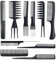 10 Pezzi Spazzola Capelli Kit, Doppio Bordo Pettine, Pettine a Coda Topo, Spazzole e Pettini per Bordi, Capelli in Setola Pettini, Pettine per Stuzzicare, per Casa,pettine per coda capelli tirata