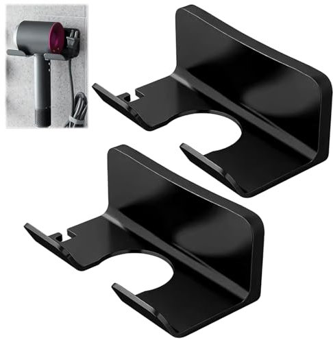 OCCOUMR 2 Piezas Soportes para Secador de Pelo, Sin Taladrar Soporte Autoadhesivo para Secador De Pelo, Soporte de Pared para Secador de Pelo, para Baño, Apto para la Mayoría de Secadores de Pelo.