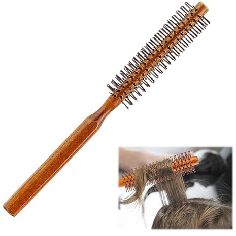 Spazzola Rotonda per Capelli in Legno, Spazzola rotonda per barba da uomo，Piccola Spazzole Asciugatura da Uomo Round Brush per Capelli Spazzola per Capelli Bagnati Lisciare