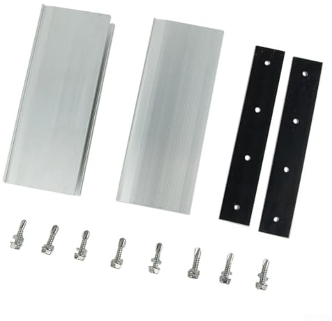 Besttoolifes Kit de rail de montage pour panneau solaire en aluminium, 180 mm, support réglable pour la plupart des modules de cadre sur le sol, le toit en tôle et le toit plat (2 pièces)