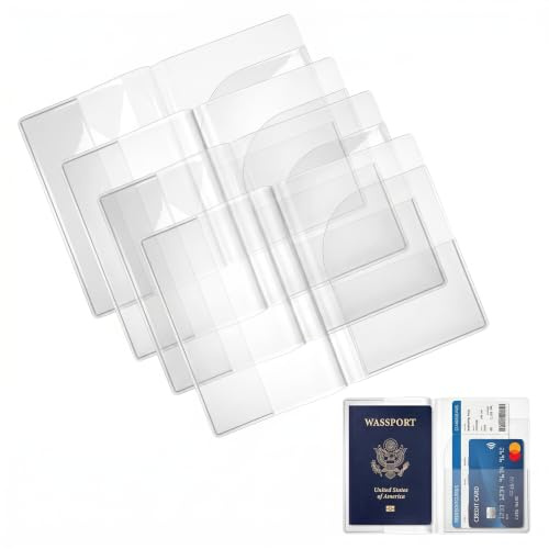 QBXMY7 4 stycken passfodral, skolID-kortsfodral, vattentät, ID-bricka, PVC transparent checkkortsfodral, kreditkortsfodral för pass i standardstorlekar (matt + klar)