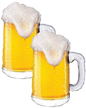Set of 2 Realistic Foaming Beer Mug 34 Foil Party Balloons