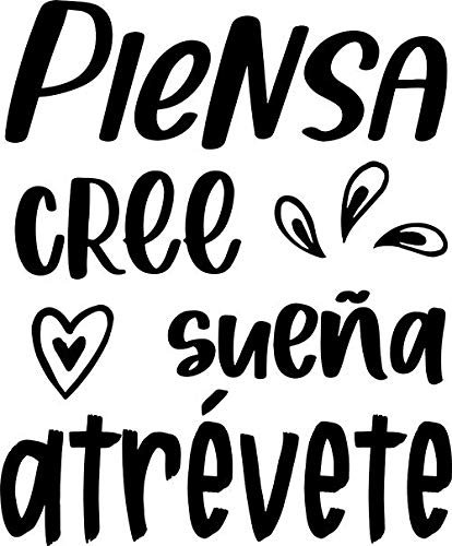 CrisPhy® Frase Vinilo Piensa, Cree, Sueña, Atrevete Vinilos decorativos, Pegatina frases motivadoras para pared. Pegatinas para decorar habitaciones.Vinilos decorativos frases (Alto 30cm por 25cm)