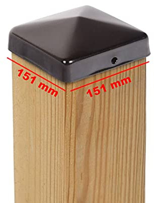 2x Pyramid Post Caps Steel Black Powder Coated 151 x 151 mm