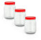 3 x 500ml Plastic Storage Jar With Screw Top Lids Airtight Food Storage Containers BPA Free For Kitchen, Herb, Spices, Sweets Clear Canister pots, Clear / Red Lid