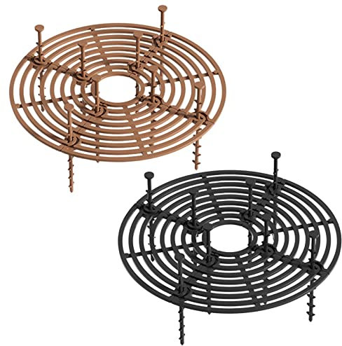 Jetisva 2 Pack Plant Pot Grid Covers Plant Pot Soil Guard 30cm Round Mesh for Plant Pots Reusable Plastic Cuttable Flower Pot Soil Cover Protectors with 16 Deep Stake, 11.8 Cats Digging Stopper