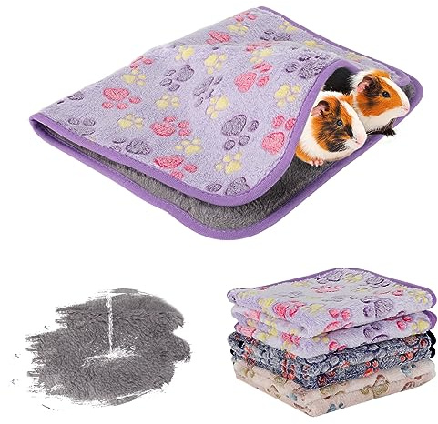YUEPET Mantas impermeables de cobayas, lavables, paquete de 3 forros de forro polar para jaulas de animales pequeños, tapete suave para dormir, manta de franela cálida para hámster, conejo, chinchilla