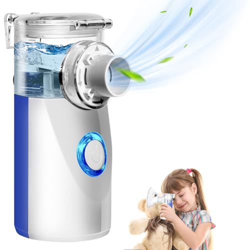 LIFOCI Aerosol Portatile Silenzioso, Macchina Aerosol per Adulti e Bambini, Aerosol con Boccaglio e Maschera, Nebulizzatore Aerosol Macchinetta Aerosol Adult e Bambini (Blu)