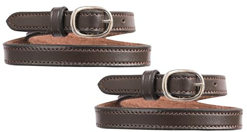 ExionPro Exion - Cinghie per speroni inglesi per equitazione, in vera pelle, per uomo e donna, resistenti, regolabili, look classico, per stivali e speroni, nero, avana, marrone quercia