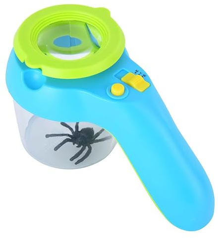 LUFEIS Naturaleza - Lupa de vaso con luz para niños, caja de recogida de insectos, lupa con 8 aumentos, 3 modos de luz, caja de observación de insectos, caja de visualización de insectos, caja de