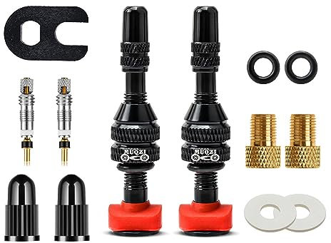 YUTUING 2PCS Tubeless Valve Kits, Bike Presta Valve Stem Bicycle Valve Adapter Valve Stem Caps, Black(40mm)