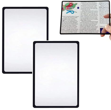 BIRLOZA 2 Pièces Loupes de Lecture de Pleine Page Grossissement pour Lire Pleine Page Loupe de Lecture 3X Rectangulaire Malvoyant pour Journaux Lecture 18 * 12cm