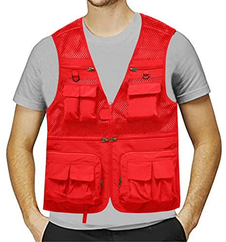 Herren Outdoor Weste Leicht - Ärmellos Weste Damen Oversize Mesh-Anglerweste Lässig Herrenweste Wandern Arbeitsweste Freizeit Weste Mit Multi-Tasche Atmungsaktive Camping Jagdweste Funktionsweste