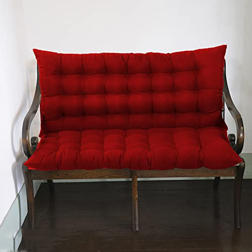 Sitzkissen für Gartenbank mit Rückenlehne, 2- oder 3-Sitzer, Schaukel, Liege, Holz, Ersatzkissen für Terrassenmöbel, Innen- und Außenbereich, 100 x 100 x 8 cm, Rot