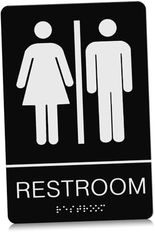 Gadpiparty Braille Toilet Sign Gender-neutral Restroom Door Marker Self-adhesive Bathroom Sticker for Office Public Use Tactile Identifier