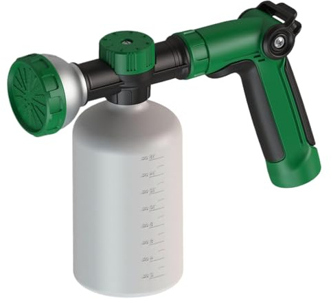 Gödselspruta – 1 styck multifunktionell vattenspruta | trädgårdsbevattning flytande tvålslangspruta, fingerkontroll gräsmatta, flygare, matningsslang, slutspruta med 500 ml flaska