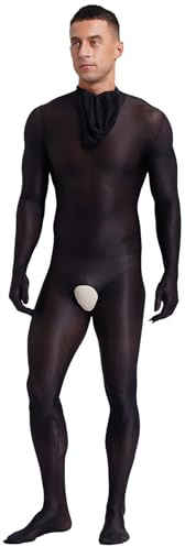 Xnihocha Body Homme En Nylon Collant Intégral Ouvert Avec Cagoule Sexy Sousvêtements Transparents Combinaison Noir XL