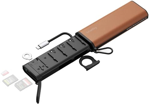 SMALLRIG multifunktionell kortläsare och korthållare (CFexpress typ B), med plats för AirTag, snabb minneskortläsare för SD, SDXC, Micro SD, SDHC, 3 kortläsningar samtidigt, 9 kortplatser - 4532