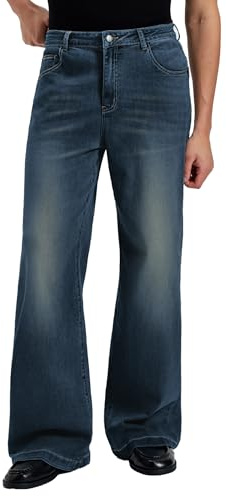 FEDTOSING Mens Bootcut Baggy Jeans Stretch Old Money Wide Leg Flared Jeans Lightweight Breathable Stylish Casual Denim Pants