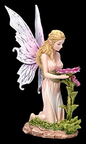 Statuetta di elfo - Florina in ginocchio davanti a un fiore | Fata, fatina, angelo, figura decorativa, articolo decorativo, statua, scultura, A 15 cm
