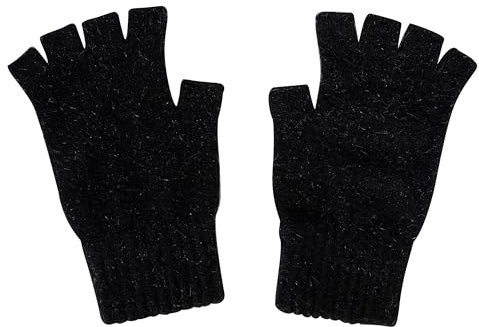 Guanti senza dita in vera lana merino e Possumdown per uomo e donna | UNISEX, nero, Medium