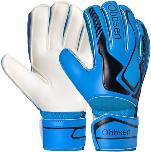 Obbsen Målvaktshandskar med fingersave för vuxna män och kvinnor, fotbollshandskar målvakt Super Grip och halkfri