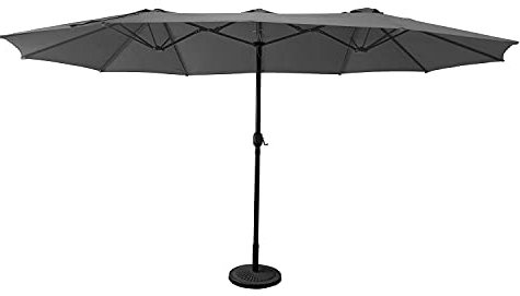 Happy Garden Parasol de jardin double 2,7x4,6m LINAI gris en polyester et acier