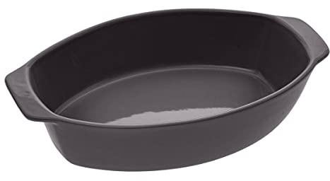 Five - Plat à four ovale en Céramique Grise 39 x 24 cm
