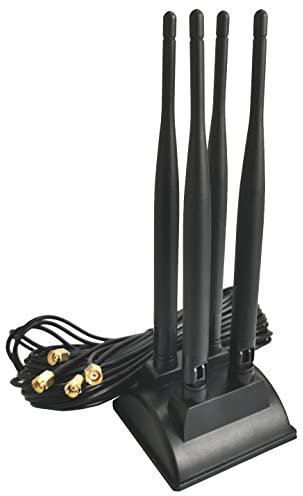 I03DS 3m 2.4GHz & 5.8GHz WiFi Antenne mit 4X 6dBi RP-SMA Adapter und Magnetfuß – Dual-Frequenz WLAN Antenne Verlängerungskabel