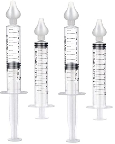 SIOPPKIK Näspolare, 4 st sprutor baby-näskölj med silikon nässugspets, bärbar spädbarn-nästvätt-spole, neti-kruka, 10 ml nässkölj set, nästvättare, näsdusch