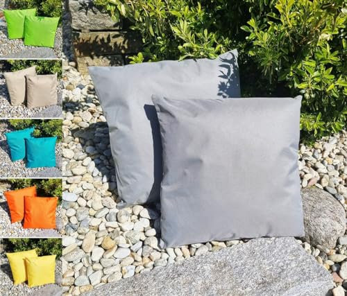JACK 1x 45x45cm Outdoor Lounge Kissen Dekokissen inkl. Füllung Wasserabweisend Sitzkissen Garten Stuhl Lotus Effekt, Farbe:Grau