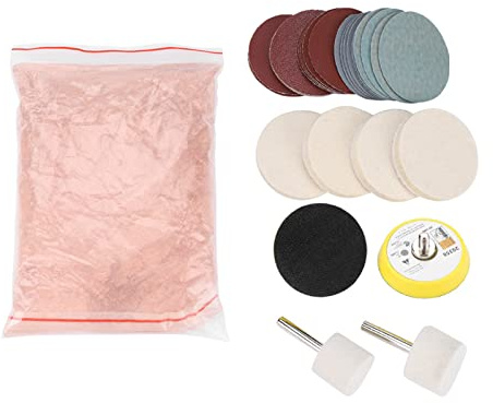Glass Polishing Kit, Glass and Windshield Polishing DIY Kit, Sanding Paper Scratch Removal Set Ceric Dioxide Abrasive Discs Polish Pad Felt