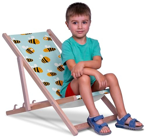 DreamRoots Kinder Liegestuhl Holz Gr. S, Bee Life