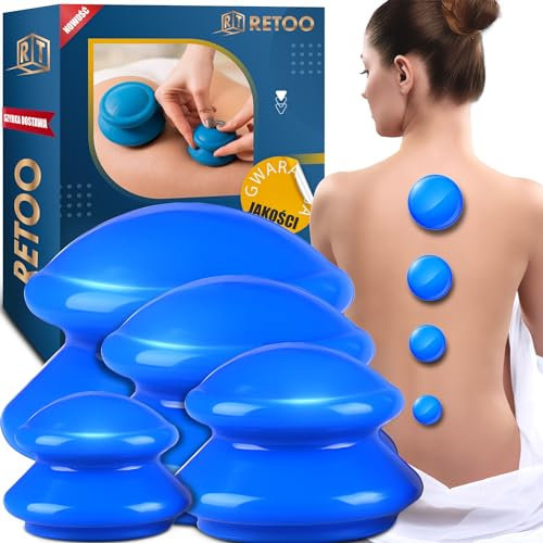 Retoo Schröpfen Set - Silikon Schröpfköpfe, Anti-Cellulite Cups Entferner Massagegerät, Vacuum Cup 4 Stück, Schröpfgläser Anti-Aging, Professionelle Schröpftherapie Set
