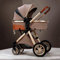 YCKEGEW 2 In 1 Konvertierbarer Baby-Kinderwagen Bassinet Kinderwagen,Stoßsicherer Luxus-Kinderwagen Für Neugeborene Und Kleinkinder, Hochformatiger Sitz Baby Buggy (Color : Khaki)