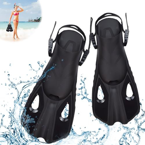 Udbrud Schnorchelflossen, Schwimmflossen Verstellbare Flossen Tauchflossen Reisegröße Gr.42-47 Kurz Einstellbar zum Schnorcheln Tauchen Erwachsene Männer Frauen, XS