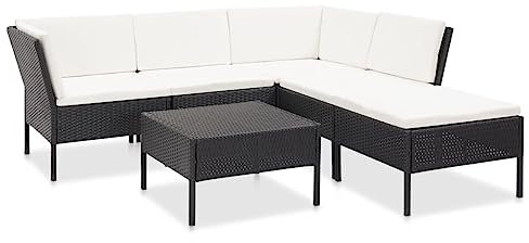 FUDUGEHMIOFWFJJ glasplatte Tisch,küchentisch klein,Tisch mit 4 stühlen Set,6-TLG. Garten-Lounge-Set mit Auflagen Poly Rattan Schwarzdining Table Set 4 Chairs,bistrosets,Patio Tisch und stühle Set,